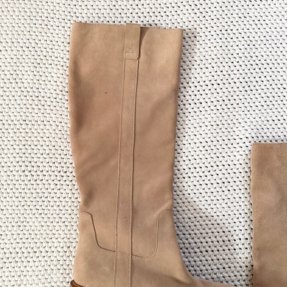 Dolce Vita Beige Suede Illora Knee High Heeled Pull On Knee High Boots 6 Sample - Picture 5 of 11